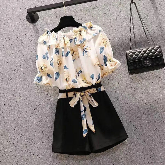 Single piece/set, large size women's clothing 2025 summer clothing, belly cover and thin set, fat sister, meat cover and slightly fat two-piece set.