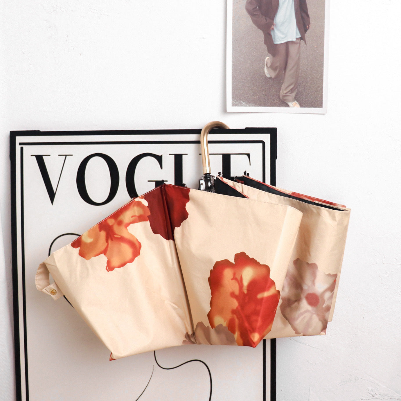 Round polka dot curved hook handle burgundy weather and rain parasol sun protection UV protection new folding sun umbrella vinyl