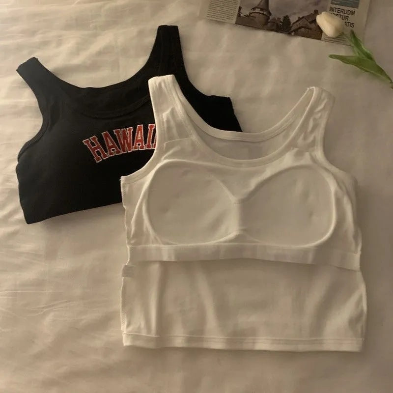 Spice girls sports small sling vest women's summer beauty back Internet celebrity explosion 2025 with chest pad outside sleeveless short top