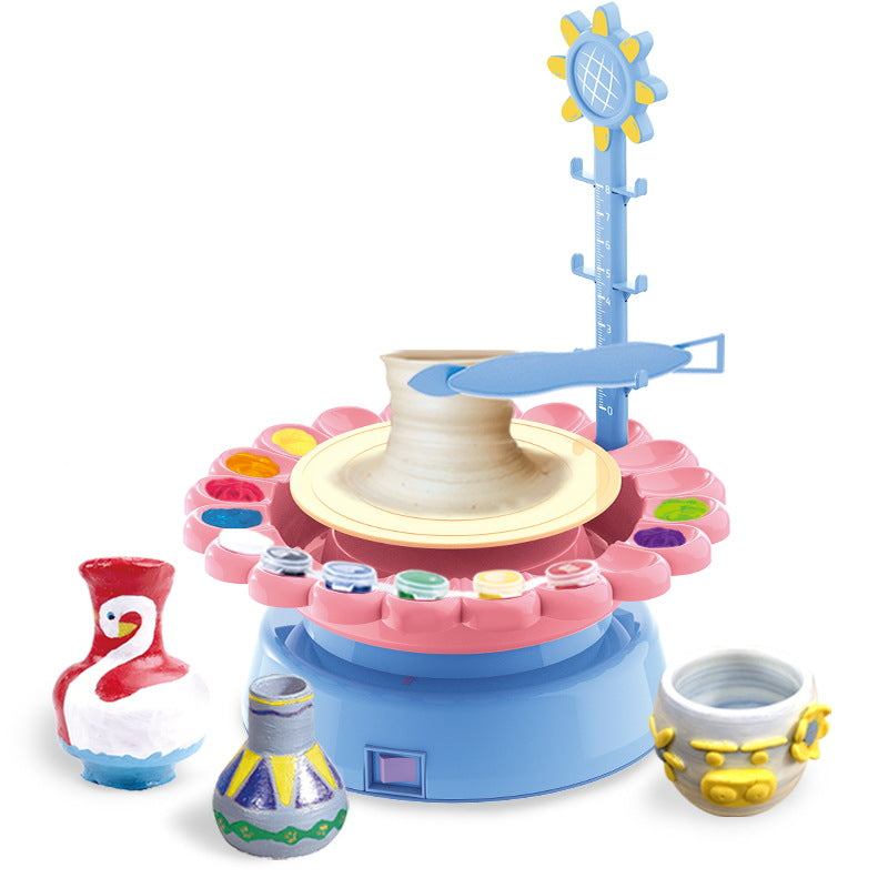 Sunflower pottery machine Handmade clay DIY electric turntable pottery drawing machine Children's parent-child interactive pottery machine