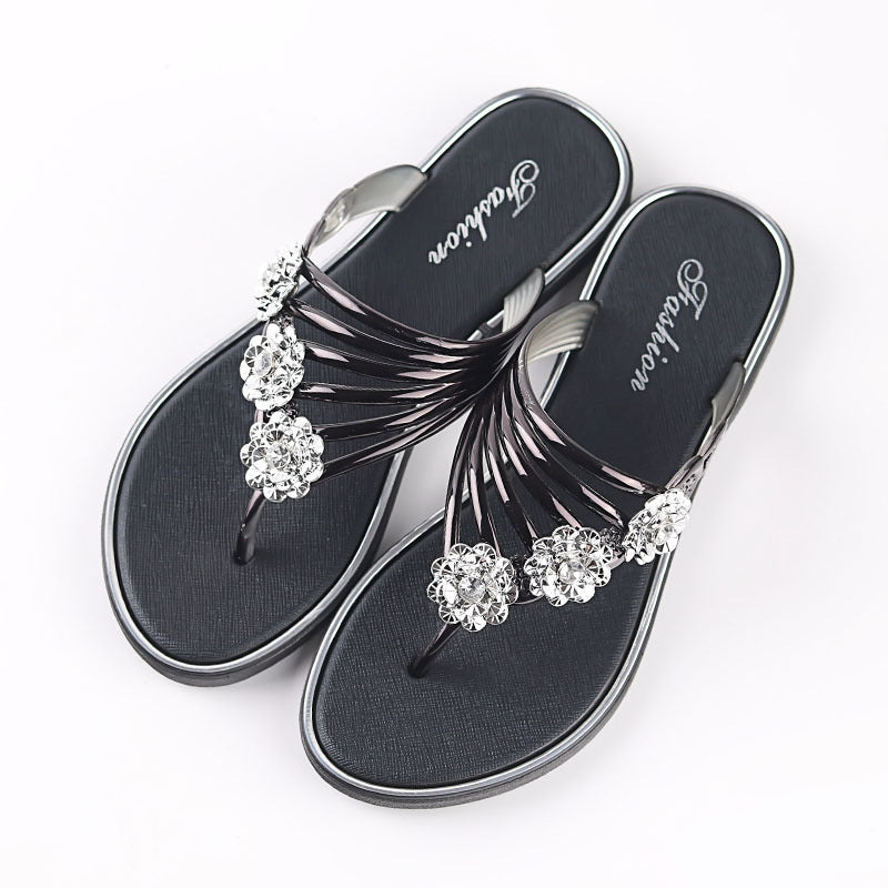 New high-end women's slippers summer flip-flops flat-bottomed pinch women's shoes wear versatile casual non-slip and wear-resistant