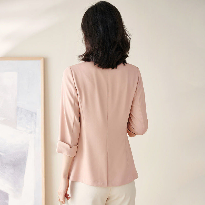 2025 spring and summer new intellectual elegance one button slim fit casual versatile seven-quarter sleeve blazer women