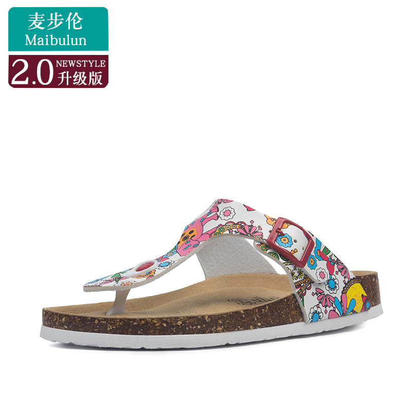 Cork Slippers Men and Women Couples Beach Home Outdoor Flip-flops Boken Shoes Summer
