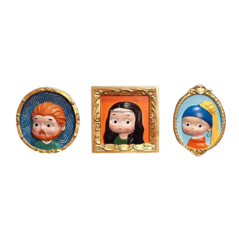 World famous paintings painted plaster doll refrigerator magnets popular online graffiti with dyes for coloring white blank toys handmade