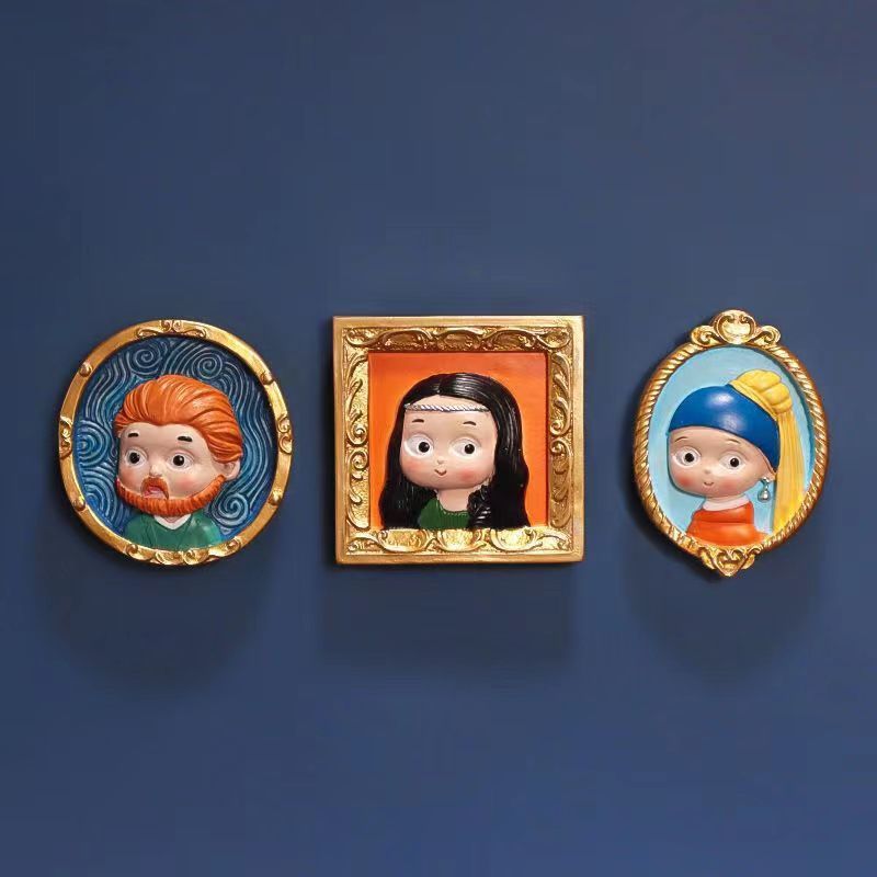 World famous paintings painted plaster doll refrigerator magnets popular online graffiti with dyes for coloring white blank toys handmade