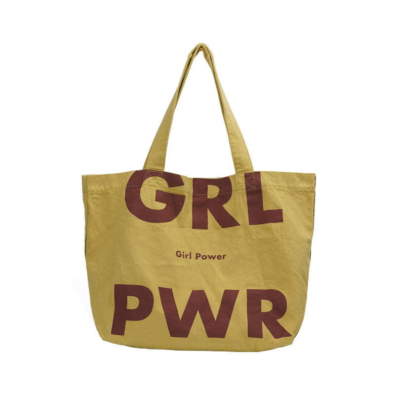 Washed cotton canvas bag Fashion versatile quotation Large capacity shoulder portable messenger bag Tote bag