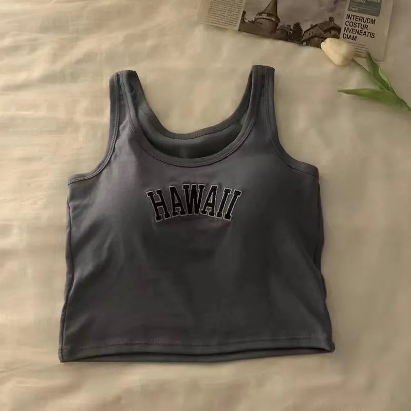 Spice girls sports small sling vest women's summer beauty back Internet celebrity explosion 2025 with chest pad outside sleeveless short top