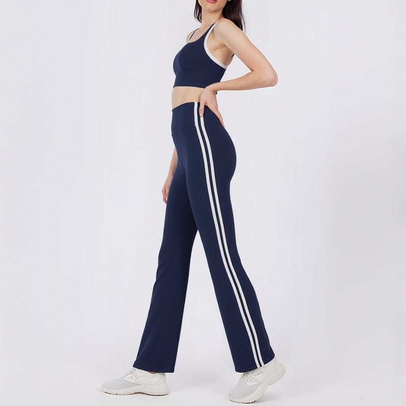 New high-waisted flared pants nude tight hips yoga suit outdoor sports running loose sports suit