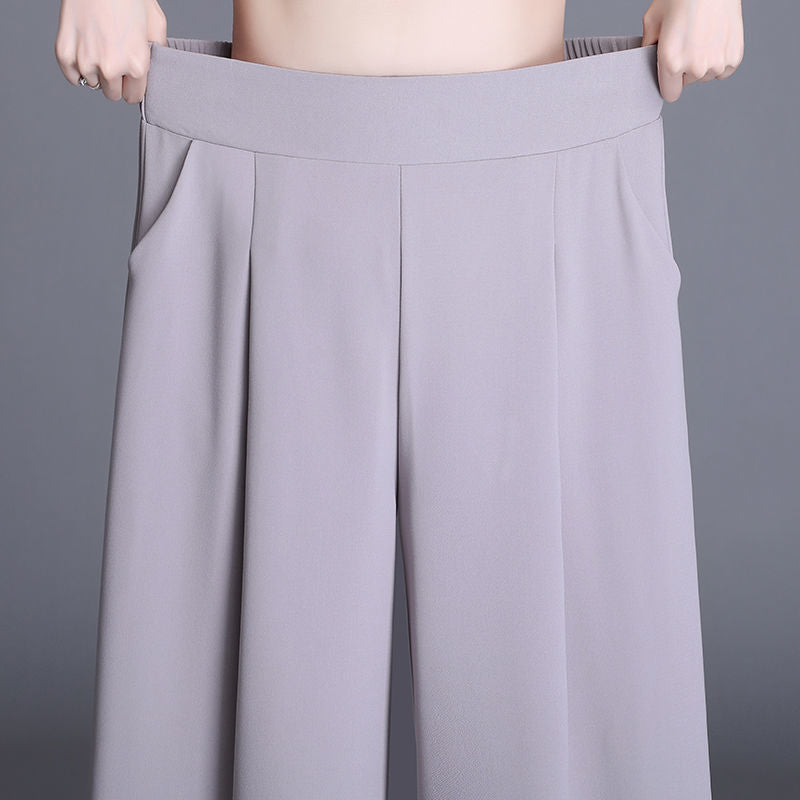 Trendy summer cropped pants 2025 new women's cropped pants women's loose trousers skirt wide-leg pants thin ice silk shorts