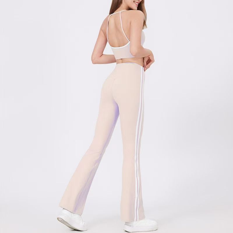 New high-waisted flared pants nude tight hips yoga suit outdoor sports running loose sports suit