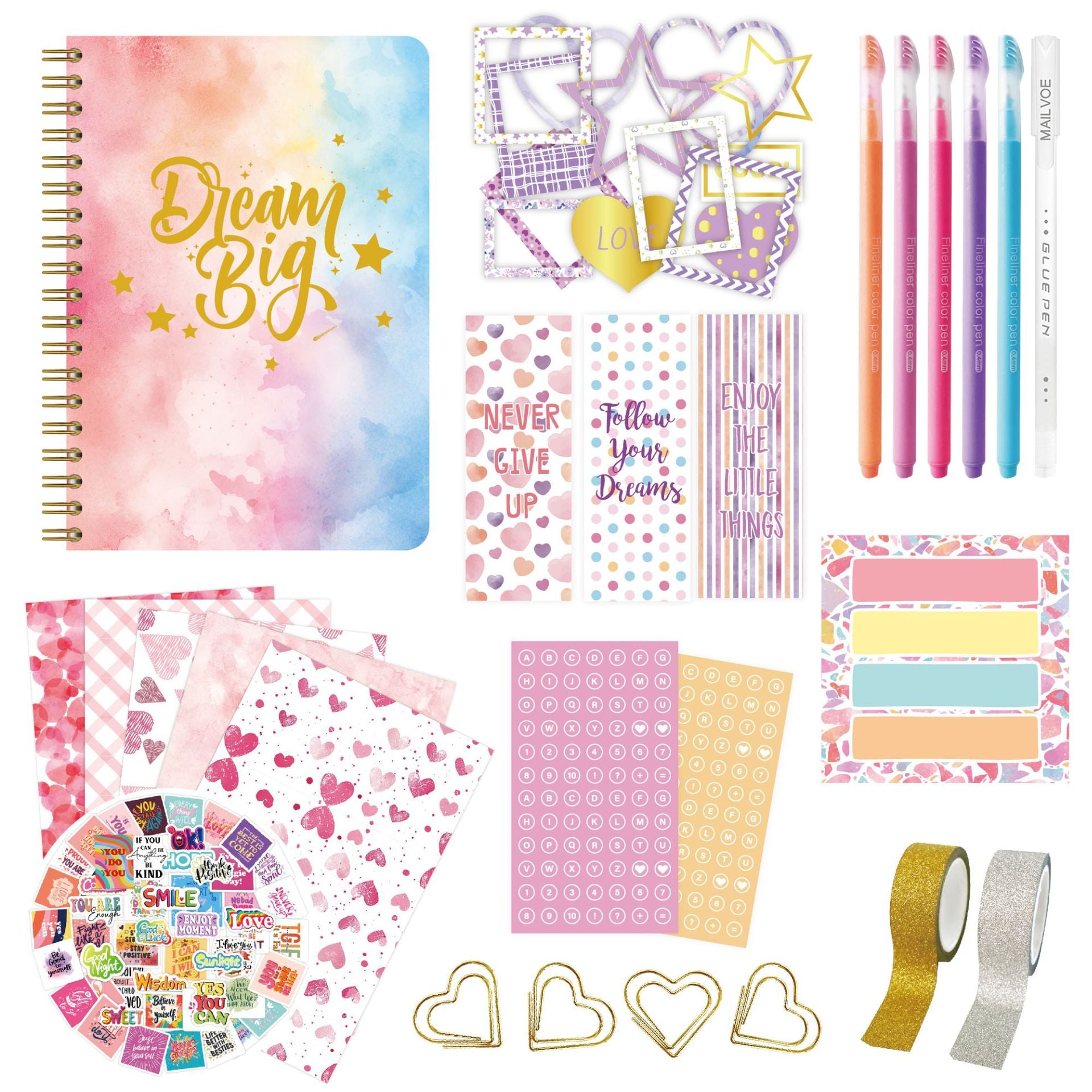 Bronzing DIY Diary Set Girl 4 + Scrapbook Children's Gift Handbook