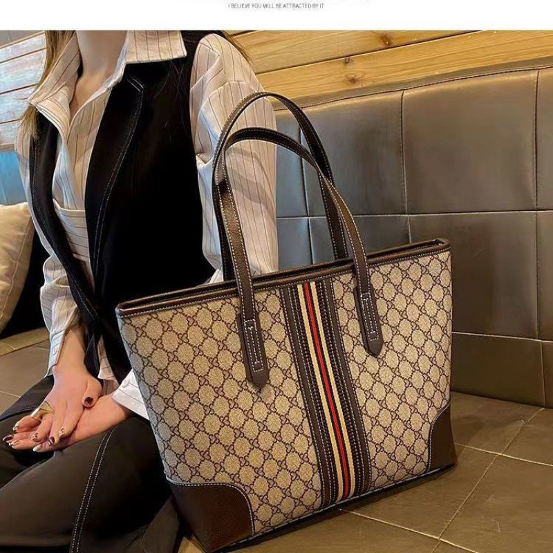 Leather bag women's 2025 new shoulder portable tote large bag large capacity women's bag mommy go out bag