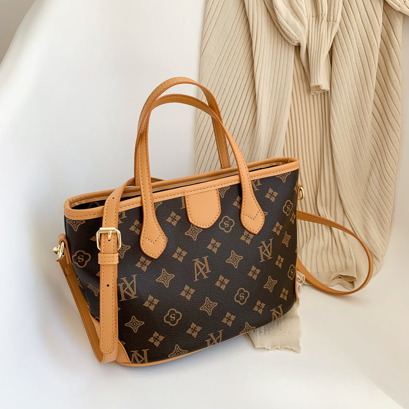 2025 women's bag new large-capacity retro commuter shoulder handheld alphabet bag versatile model