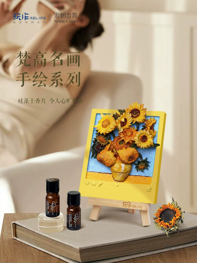 Aromatherapy refrigerator magnet coloring DIY digital oil painting Van Gogh acrylic paint three-dimensional relief painting