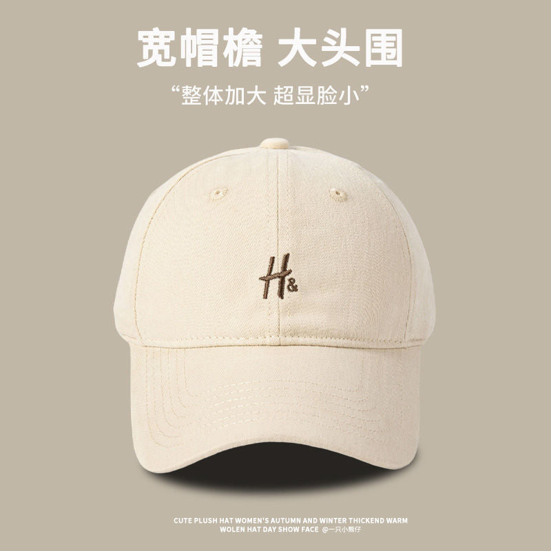 Good version, raspberry powder 2025 new model, big head circumference, small face H letter baseball cap, men's and women's duck tongue sunscreen cap