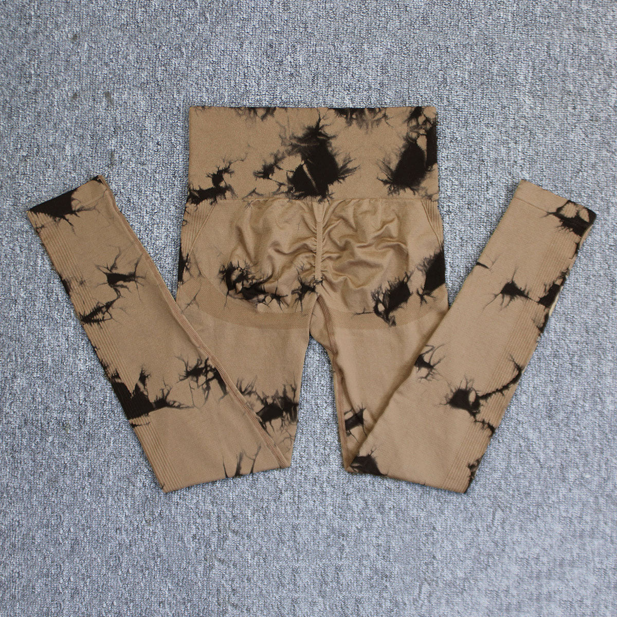 2025 popular seamless smiley face tie-dye yoga pants high waist peach hip leggings high elastic fitness pants