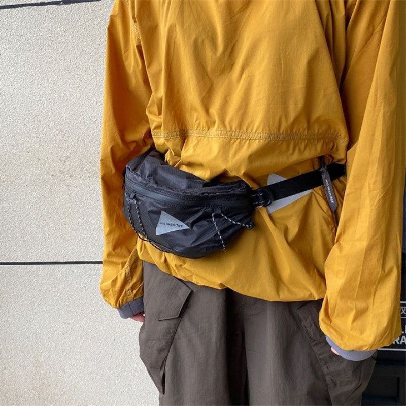 Outdoor locomotive waterproof DuPont plaid nylon fanny pack strap breast bag Internet celebrity super handsome