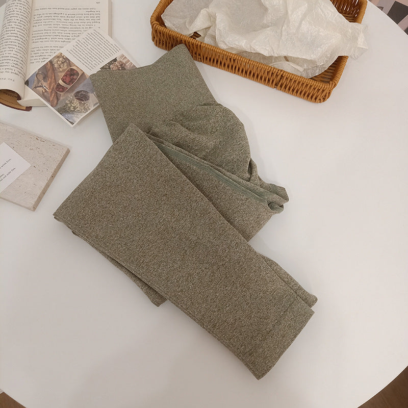 High waist fitness yoga pants hip lift exercise seamless solid color high elastic knitting nine points comfortable