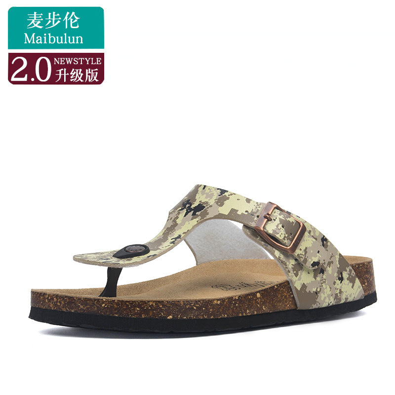 Cork Slippers Men and Women Couples Beach Home Outdoor Flip-flops Boken Shoes Summer