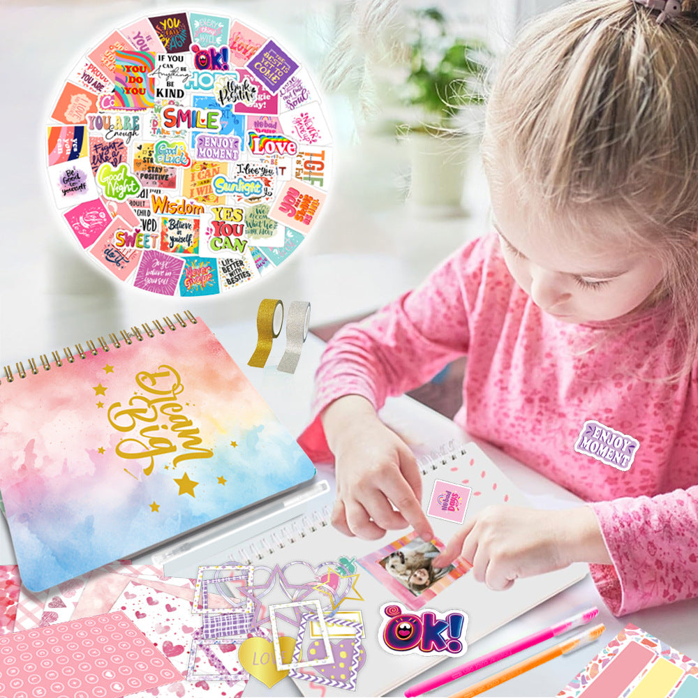 Bronzing DIY Diary Set Girl 4 + Scrapbook Children's Gift Handbook