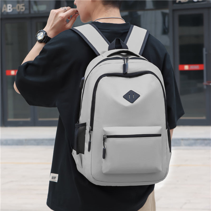 Business backpack large capacity solid color simple couple casual backpack campus style Japanese versatile women