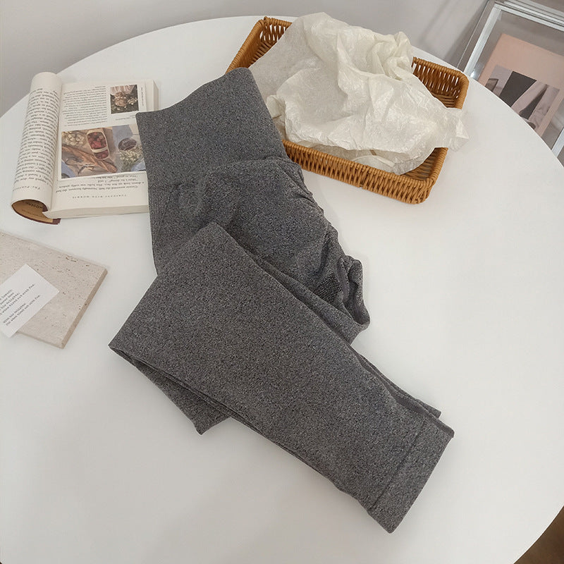 High waist fitness yoga pants hip lift exercise seamless solid color high elastic knitting nine points comfortable