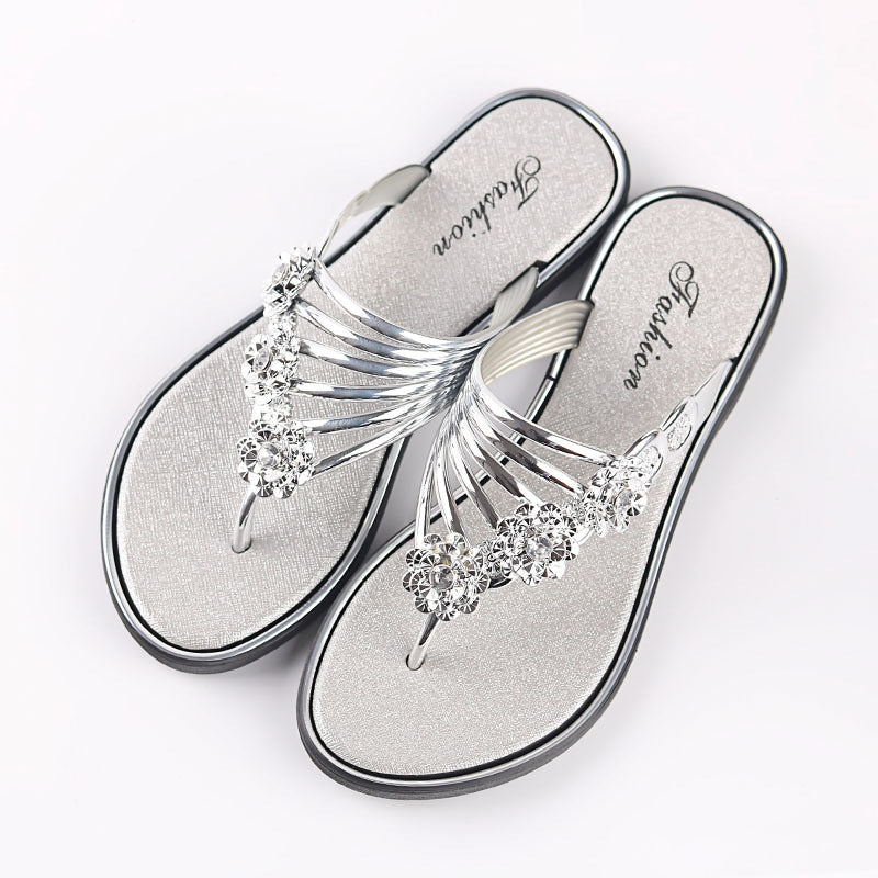 New high-end women's slippers summer flip-flops flat-bottomed pinch women's shoes wear versatile casual non-slip and wear-resistant