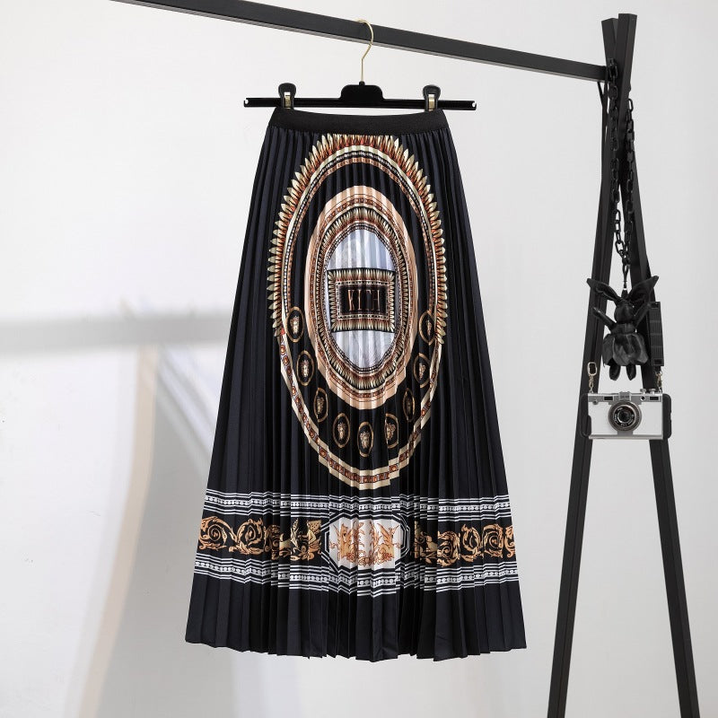 New skirt women's clothing Europe and the United States ebay Amazon cross-border explosion skirt printing cartoon pleated skirt wholesale