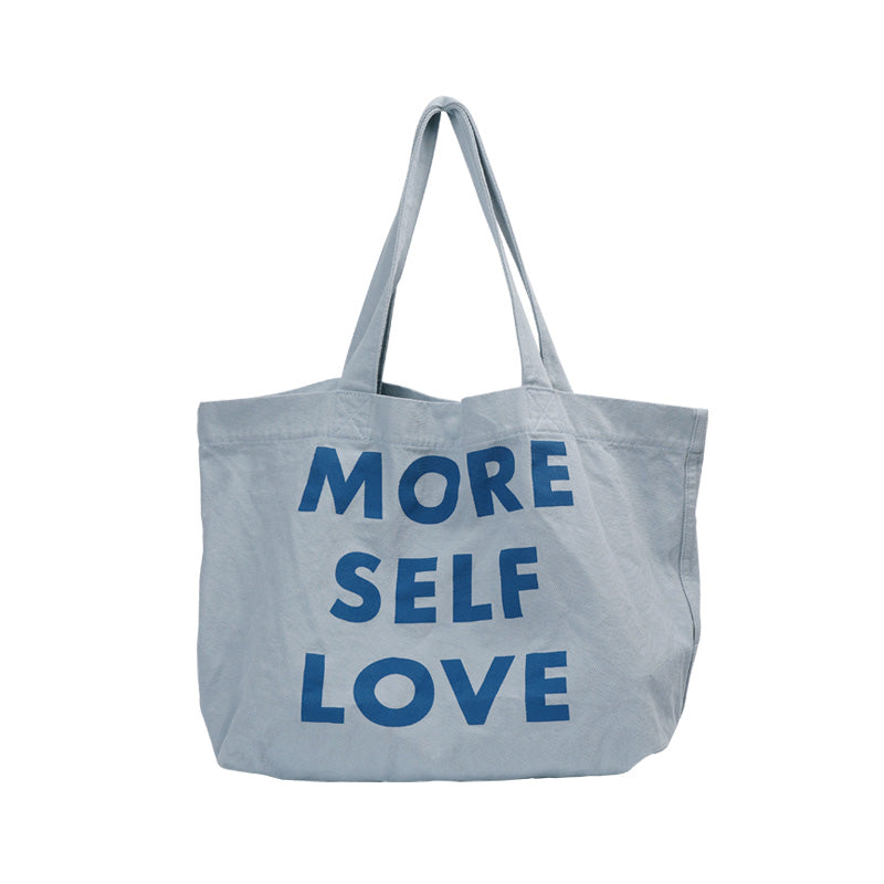 Washed cotton canvas bag Fashion versatile quotation Large capacity shoulder portable messenger bag Tote bag