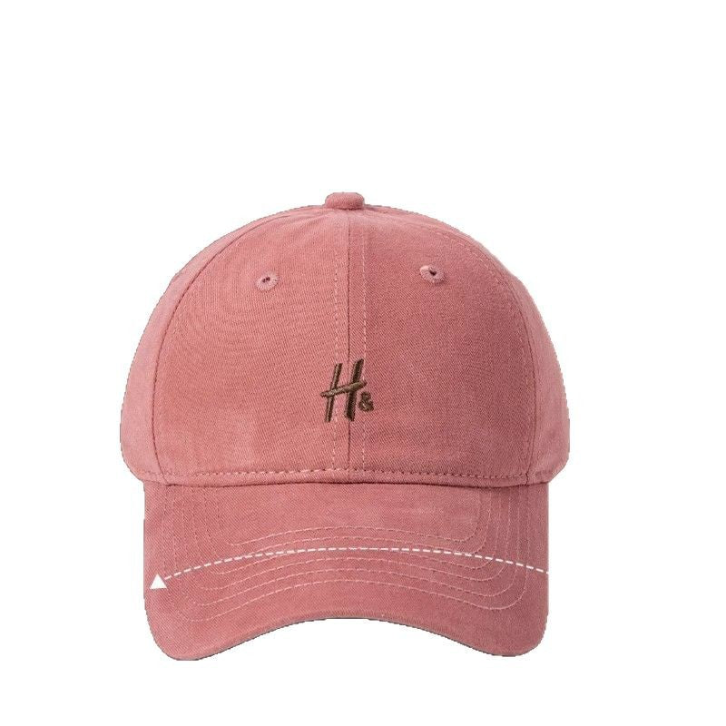 Good version, raspberry powder 2025 new model, big head circumference, small face H letter baseball cap, men's and women's duck tongue sunscreen cap
