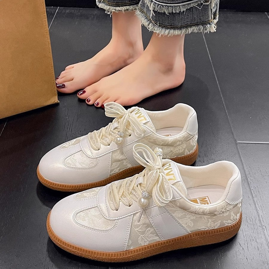Retro Hong Kong style casual Forrest Gump board shoes 2025 new national style new Chinese style space-up German training little white shoes women's spring and summer