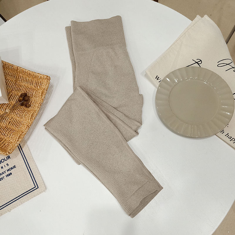 High waist fitness yoga pants hip lift exercise seamless solid color high elastic knitting nine points comfortable