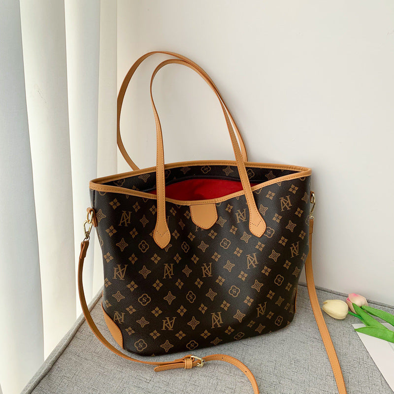 2025 women's bag new large-capacity retro commuter shoulder handheld alphabet bag versatile model