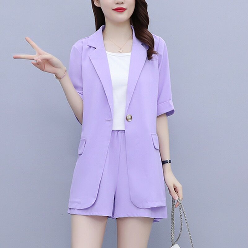 2025 summer senior three-piece suit women's short-sleeved shorts thin small suit wearing foreign style slim fit