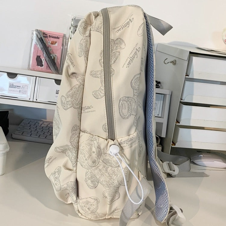 2025 new nylon bear schoolbag female Korean version junior high school students students versatile lightweight simple travel backpack