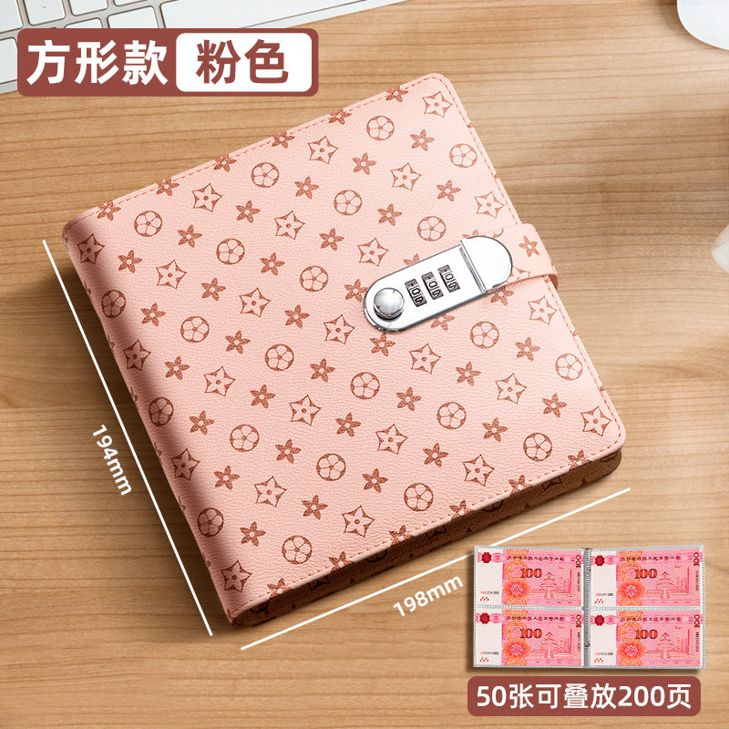 2025 new password lock, cash savings can be put only in cash storage bag, large-capacity protective cover, financial management