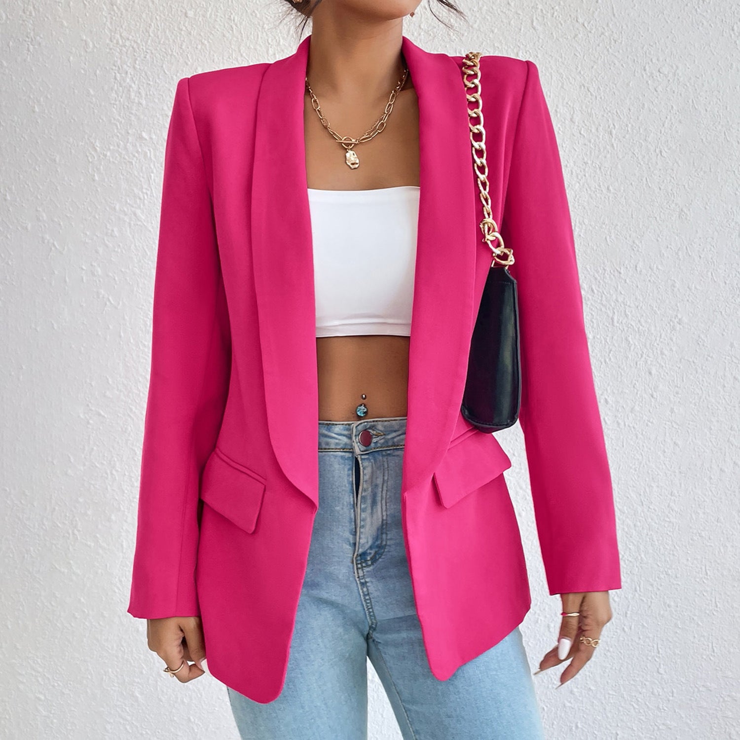Middle East new temperament commuting solid color lapel long sleeve small suit jacket women