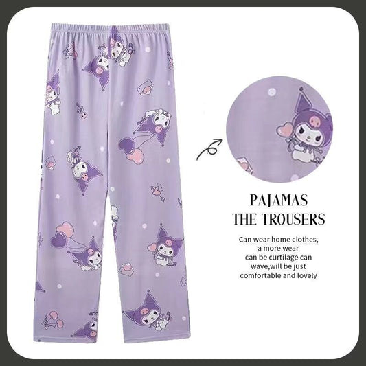 Pajama pants cartoon print casual loose trousers home pants can be worn outside