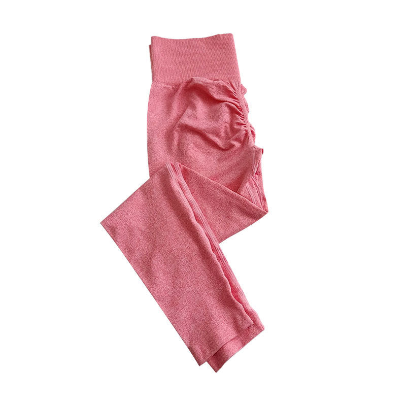 High waist fitness yoga pants hip lift exercise seamless solid color high elastic knitting nine points comfortable