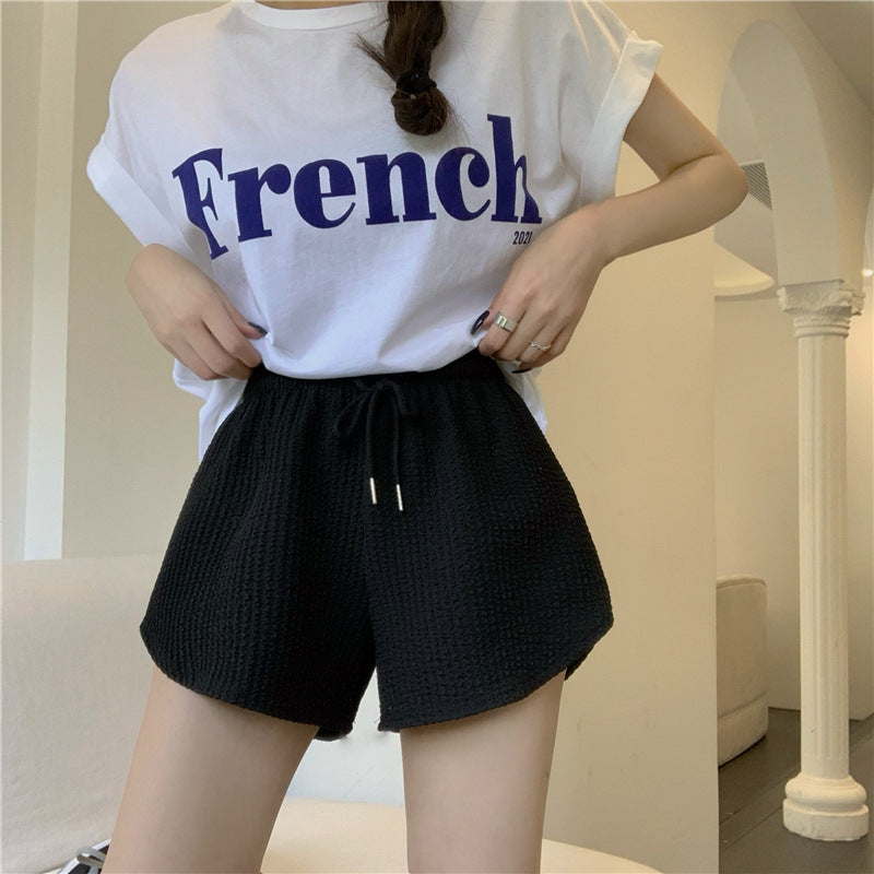2025 Internet celebrity fitness running shorts women's spring and autumn loose casual large size wide legs high waist a word sports hot pants