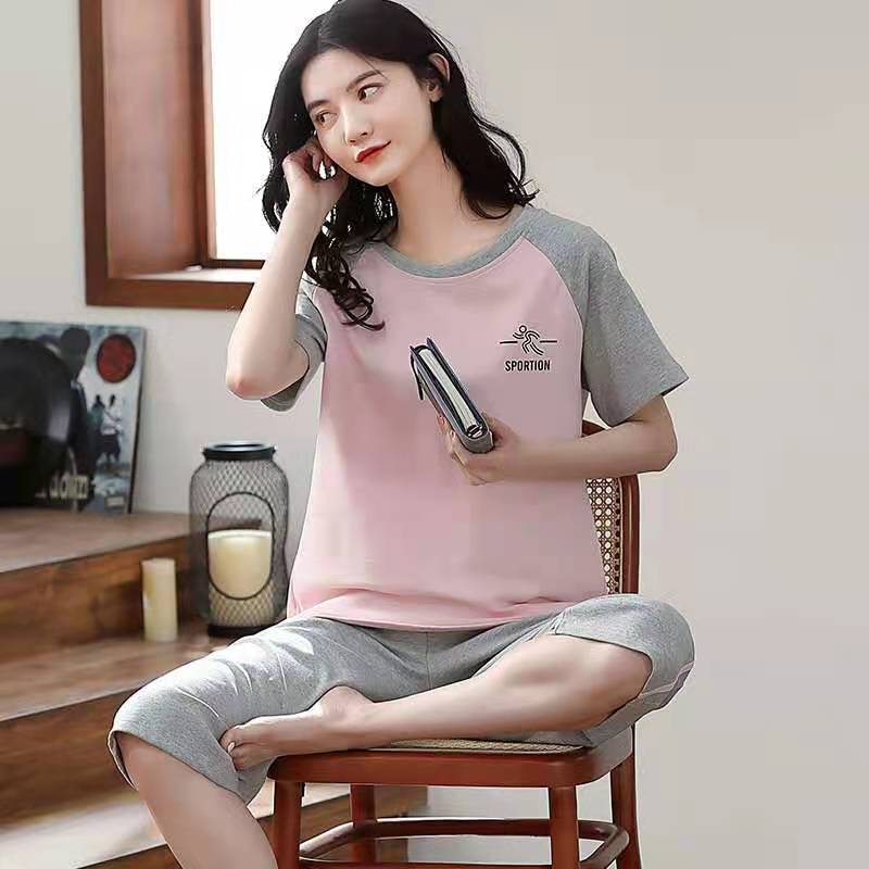 2025 new spring and autumn women's loungewear women's suit casual home summer short-sleeved cropped pants pajamas