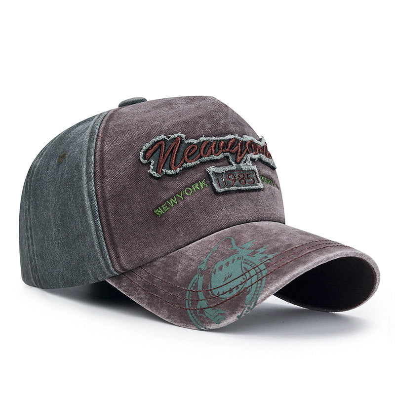 New washed flash patch three-dimensional embroidery letter baseball cap men and women youth old sun hat