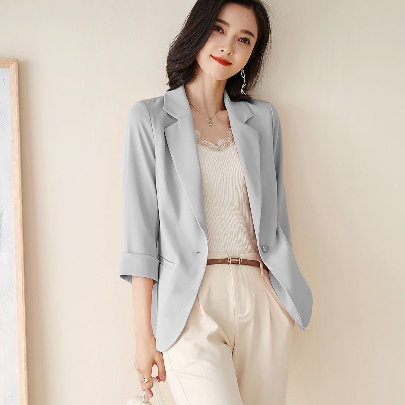 2025 spring and summer new intellectual elegance one button slim fit casual versatile seven-quarter sleeve blazer women