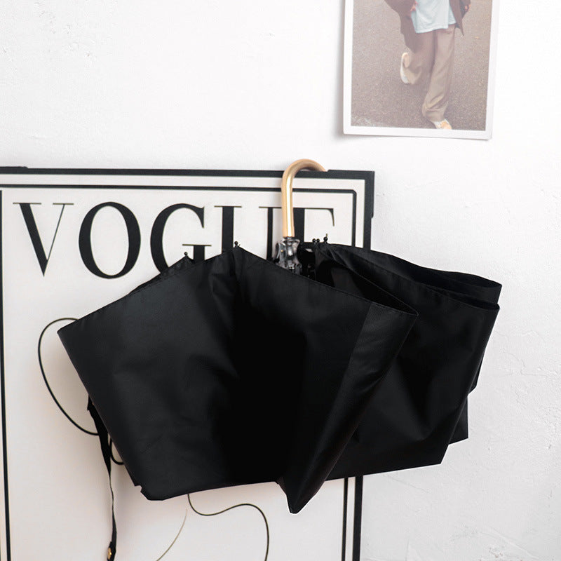 Round polka dot curved hook handle burgundy weather and rain parasol sun protection UV protection new folding sun umbrella vinyl