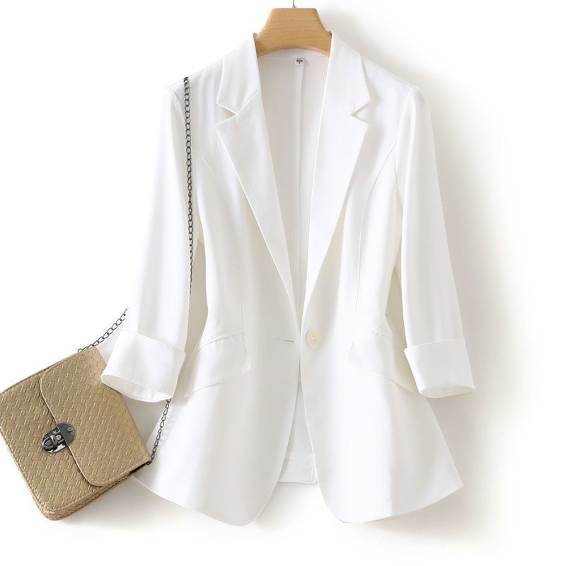 Ice silk small blazer women's fashion large size 2025 spring and summer new slim and thin waist thin short top