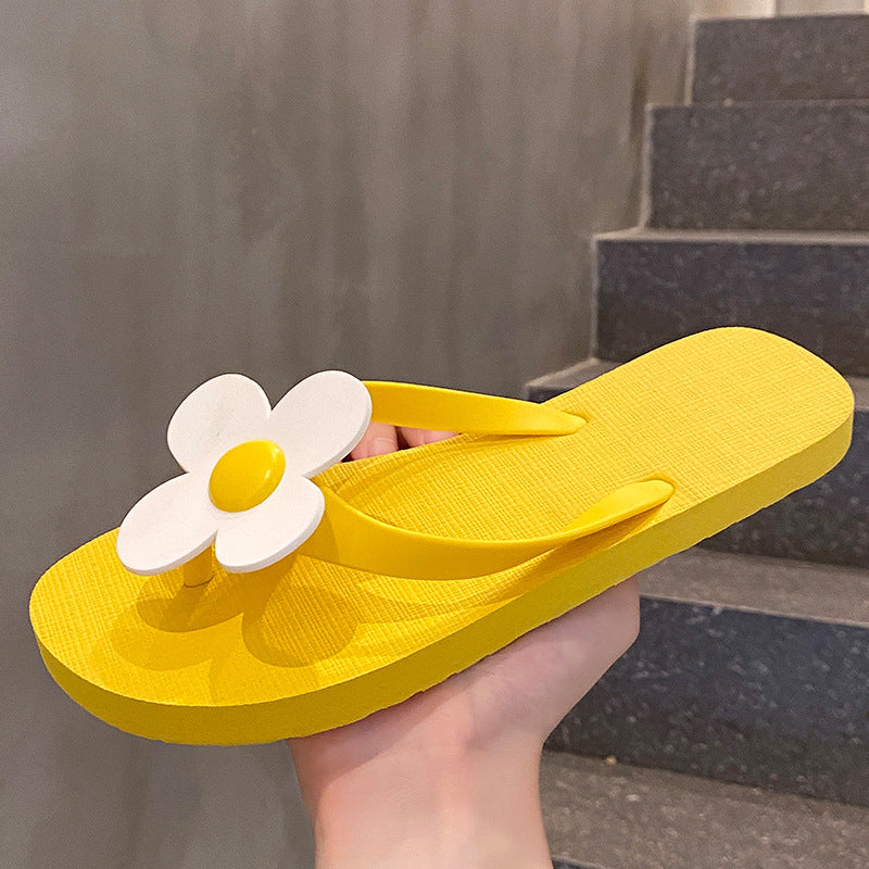 Holiday travel leisure sun flower toe cool slippers women beach shoes stepping on shit feeling home wear lip-flops women