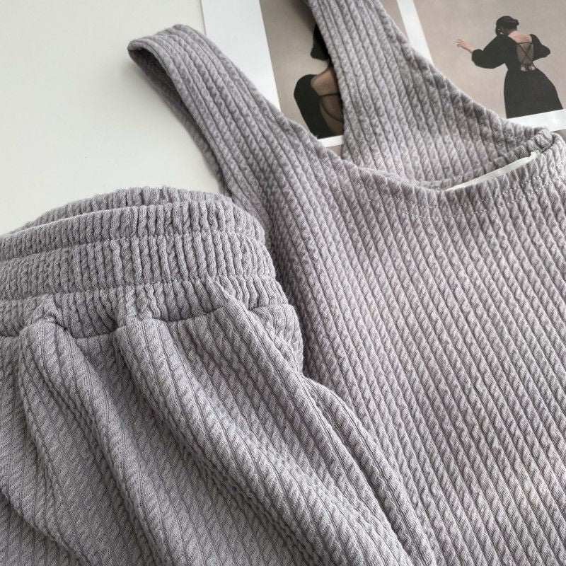 2025 Girls Summer Large Size Casual Suit Fat mm Loose Vest Top Wide Leg Shorts Lazy Home Two-piece Set