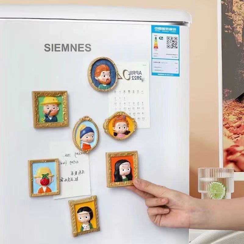 World famous paintings painted plaster doll refrigerator magnets popular online graffiti with dyes for coloring white blank toys handmade
