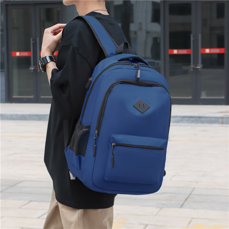 Business backpack large capacity solid color simple couple casual backpack campus style Japanese versatile women