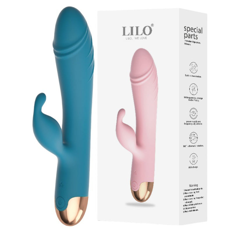 Vibrator rotating and swinging multi-frequency inner and outer double-headed AV stick female masturbator sex products